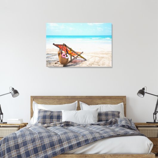 Tropical Beaches | Beach Chair on Sand Canvas Afdruk (Insitu (Slaapkamer))