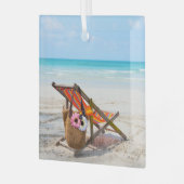 Tropical Beaches | Beach Chair on Sand Glas Ornament (Voorkant links)