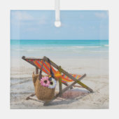 Tropical Beaches | Beach Chair on Sand Glas Ornament (Voorkant)