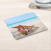 Tropical Beaches | Beach Chair on Sand Kartonnen Onderzetters (Schuin)