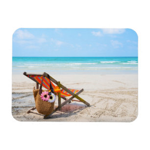 Tropical Beaches Beach Chair on Sand Magneet