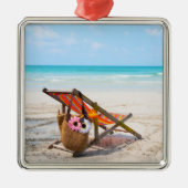 Tropical Beaches | Beach Chair on Sand Metalen Ornament (Voorkant)
