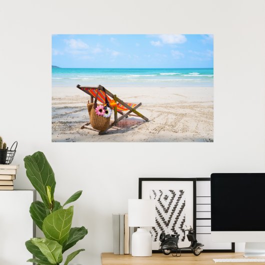 Tropical Beaches | Beach Chair on Sand Poster (Thuiskantoor)