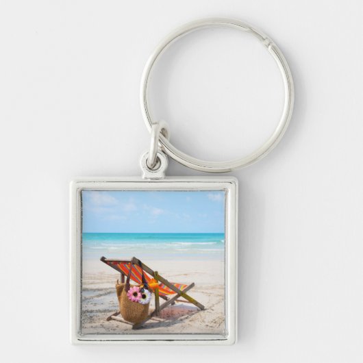 Tropical Beaches | Beach Chair on Sand Sleutelhanger (Voorkant)