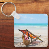 Tropical Beaches | Beach Chair on Sand Sleutelhanger (Voorkant)