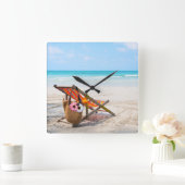 Tropical Beaches | Beach Chair on Sand Vierkante Klok (Huis)