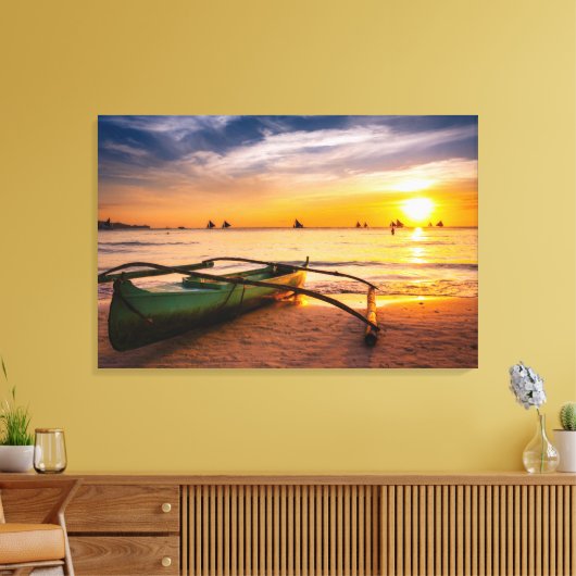 Tropical Beaches | Boracay's White Beach Canvas Afdruk (Insitu (Woonkamer))