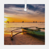 Tropical Beaches | Boracay's White Beach Glas Ornament (Achterkant)