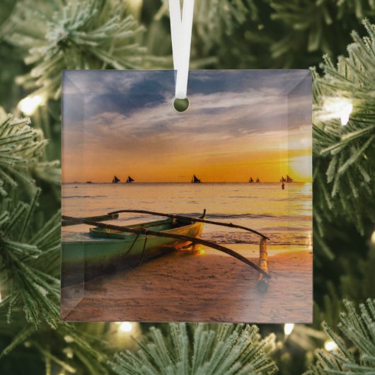 Tropical Beaches | Boracay's White Beach Glas Ornament (Insitu)