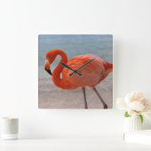 Tropical Beaches Caribbean Flamingo, Aruba Vierkante Klok (Huis)