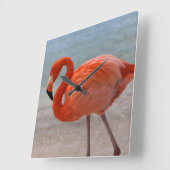 Tropical Beaches Caribbean Flamingo, Aruba Vierkante Klok (Hoek)