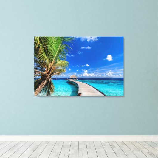 Tropical Beaches Dusit Thani Maldives Canvas Afdruk (Insitu (Houten vloer))