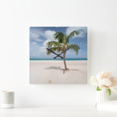 Tropical Beaches | Eagle Beach, Aruba Vierkante Klok (Huis)