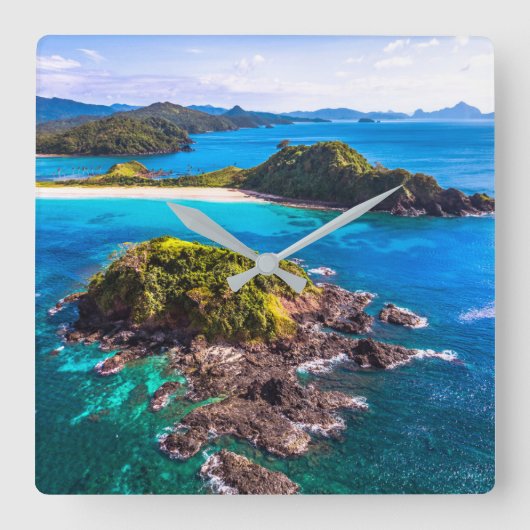 Tropical Beaches | El Nido Phillipines Vierkante Klok (Voorkant)