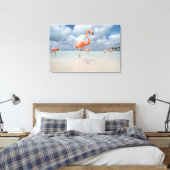 Tropical Beaches Flamingos Beach, Aruba Canvas Afdruk (Insitu (Slaapkamer))