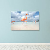 Tropical Beaches Flamingos Beach, Aruba Canvas Afdruk (Insitu (Houten vloer))