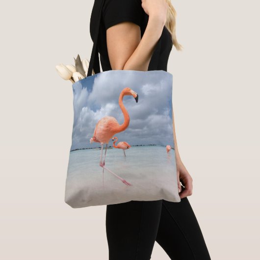 Tropical Beaches Flamingos Beach, Aruba Tote Bag (Dichtbij)