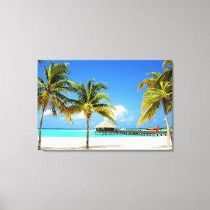 Tropical Beaches Island & Lagoon, Maldives Canvas Afdruk