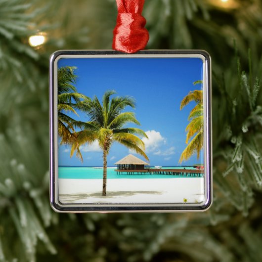 Tropical Beaches Island & Lagoon, Maldives Metalen Ornament (Boom)
