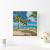 Tropical Beaches Kuau Cove Beach, Maui Hawaii Vierkante Klok (Huis)