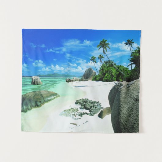 Tropical Beaches | La Digue Island Wandkleed (Voorkant (horizontaal))