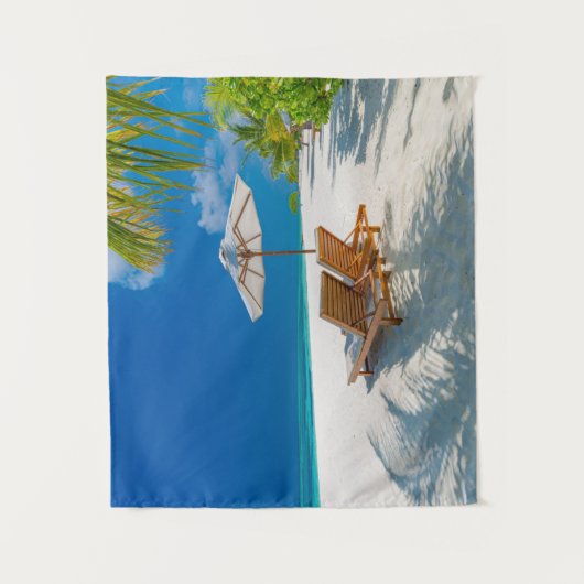 Tropical Beaches | Lounge Chairs Beach, Bora Bora Wandkleed (Voorkant)