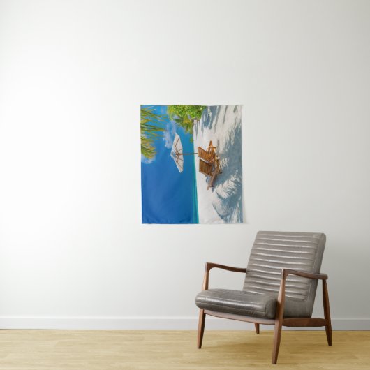 Tropical Beaches | Lounge Chairs Beach, Bora Bora Wandkleed (In situ)