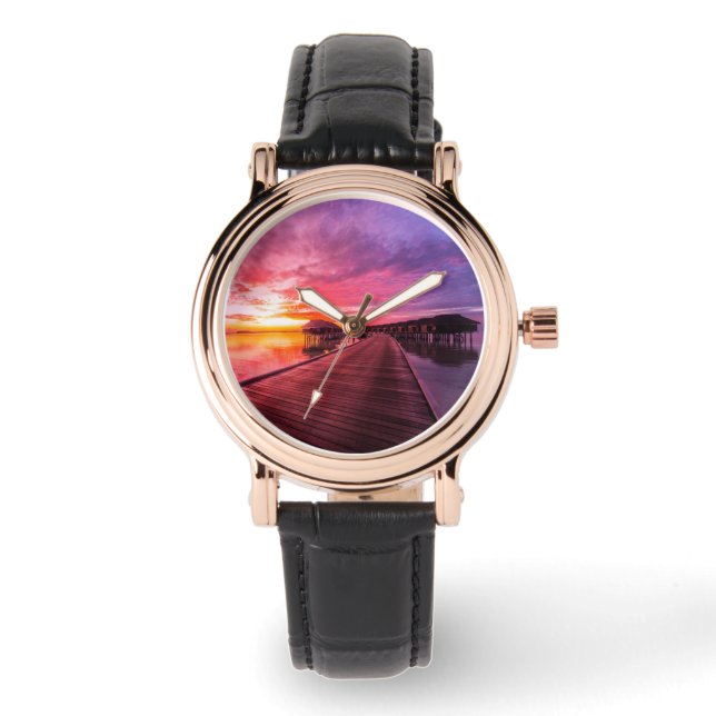 Tropical Beaches Maldiven Sunset Horloge (Voorkant)