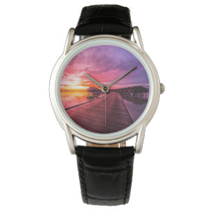 Tropical Beaches Maldiven Sunset Horloge