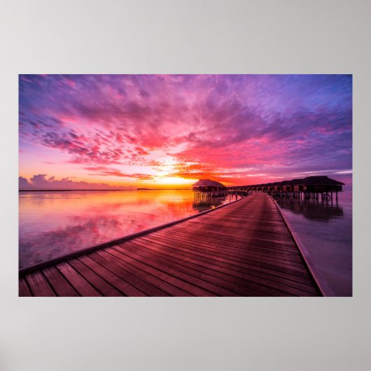 Tropical Beaches Maldiven Sunset Poster (Voorkant)