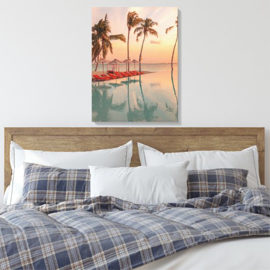 Tropical Beaches Maldiven Tropical Beach & Pool Canvas Afdruk (Insitu (Slaapkamer))