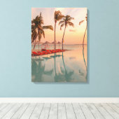 Tropical Beaches Maldiven Tropical Beach & Pool Canvas Afdruk (Insitu (Houten vloer))