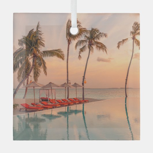 Tropical Beaches Maldiven Tropical Beach & Pool Glas Ornament (Voorkant)