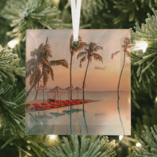 Tropical Beaches Maldiven Tropical Beach & Pool Glas Ornament