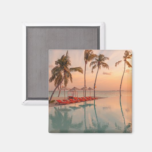Tropical Beaches Maldiven Tropical Beach & Pool Magneet (Voorkant / Achterkant)