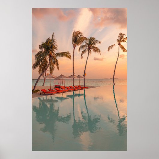 Tropical Beaches Maldiven Tropical Beach & Pool Poster (Voorkant)