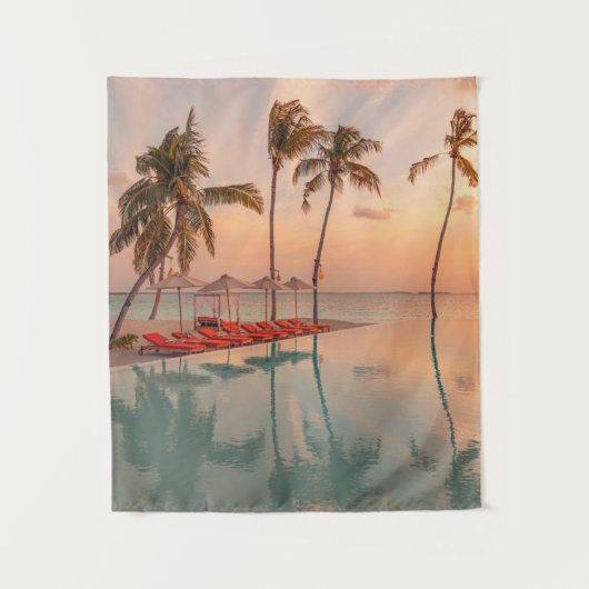 Tropical Beaches | Maldives Tropical Beach & Pool Wandkleed (Voorkant)