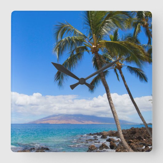 Tropical Beaches | Maui Hawaii Island Vierkante Klok (Voorkant)