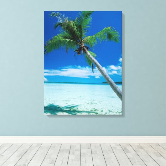 Tropical Beaches Motu Tofari Beach, Bora Bora Canvas Afdruk (Insitu (Houten vloer))