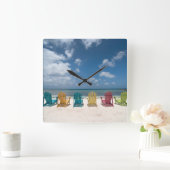 Tropical Beaches | Palm Beach, Aruba Vierkante Klok (Huis)