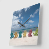 Tropical Beaches | Palm Beach, Aruba Vierkante Klok (Hoek)