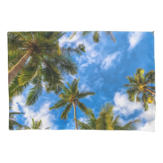 Tropical Beaches | Palm Trees on Blue Sky Kussensloop (Voorkant)