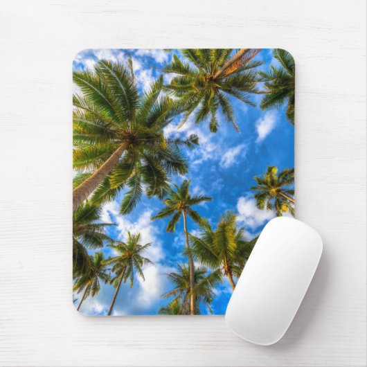 Tropical Beaches | Palm Trees on Blue Sky Muismat (Met muis)