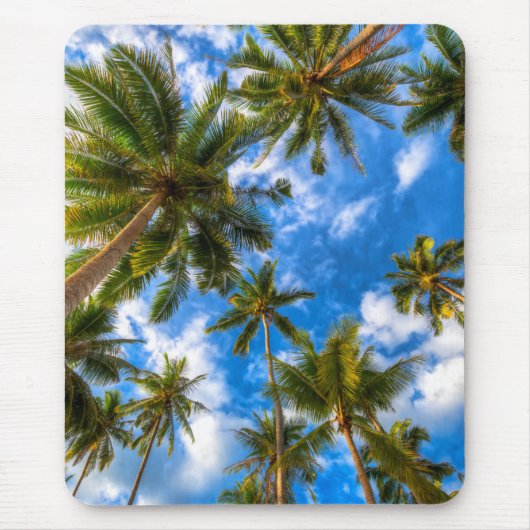 Tropical Beaches | Palm Trees on Blue Sky Muismat (Voorkant)