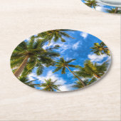 Tropical Beaches | Palm Trees on Blue Sky Ronde Kartonnen Onderzetter (Gebogen)