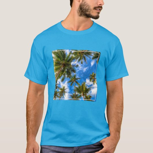 Tropical Beaches | Palm Trees on Blue Sky T-shirt (Voorkant)