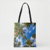 Tropical Beaches | Palm Trees on Blue Sky Tote Bag (Voorkant)
