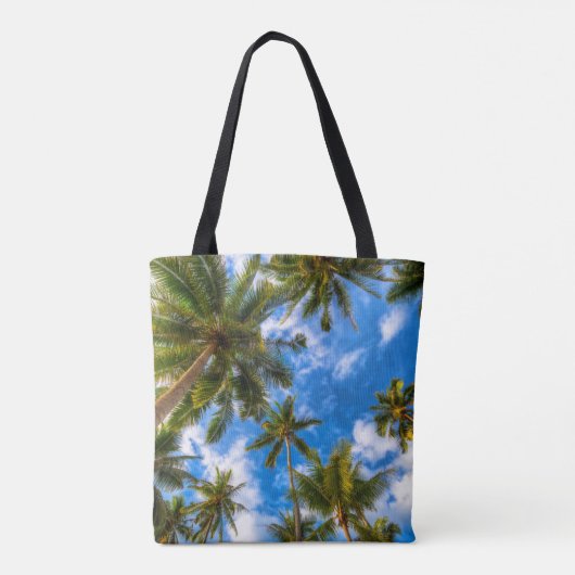 Tropical Beaches | Palm Trees on Blue Sky Tote Bag (Achterkant)