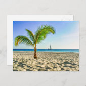 Tropical Beaches Sailboat, Palm Tree, Aruba Briefkaart (Voorkant / Achterkant)