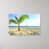 Tropical Beaches Sailboat, Palm Tree, Aruba Canvas Afdruk (Voorkant)